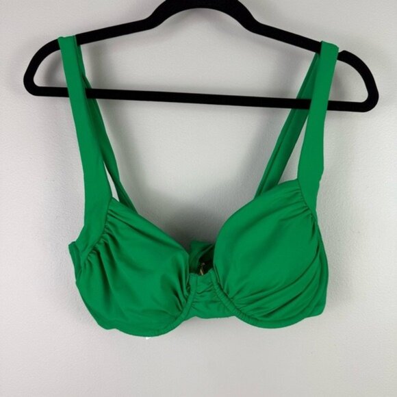 Becca Underwire Bikini Top D Cup Emerald Green Ruched Color Code Swim - Picture 2 of 9